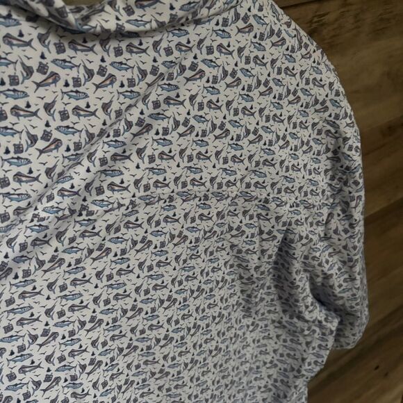 Huk Nautical Deep Sea Fishing Patterned Button Down Shirt Short Sleeve Men's 3XL - Picture 15 of 16